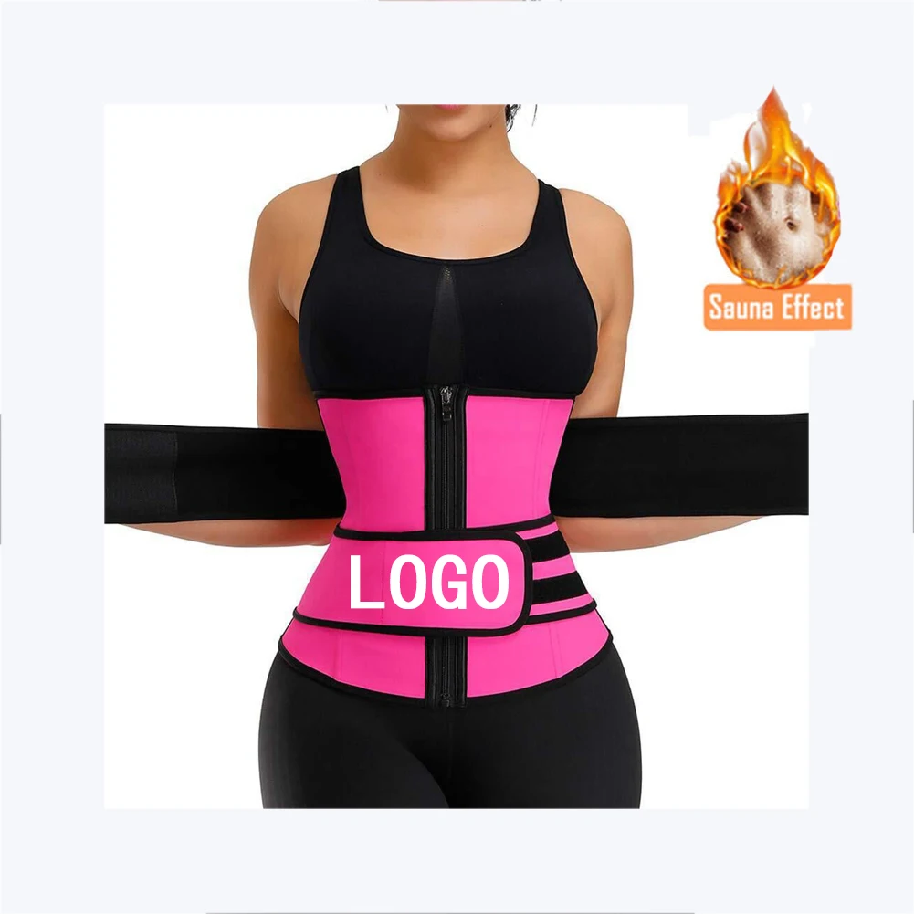 

Custom Logo Women Postpartum Sauna Effect Neoprene Body Shapers 3 Strap Slimming Corset Waist Trainer Belt With 2 Row Hooks