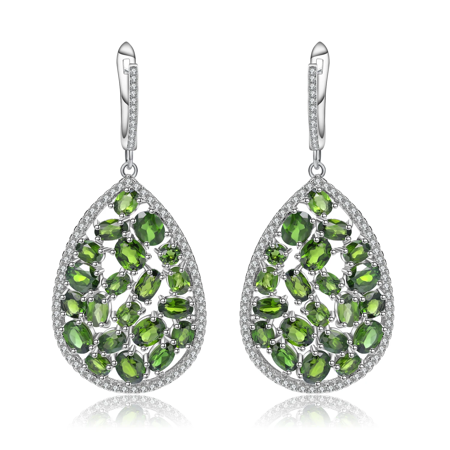 

Abiding New Design Natural Chrome Diopside Gemstone Water Drop Earrings Sterling Silver 925 Vintage Earrings Women Jewelry