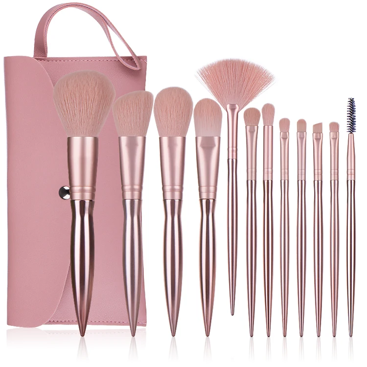 

Private Label 12PCS Pink Maquillaje Tool Girls Makeup Brush Sets with Pink Case