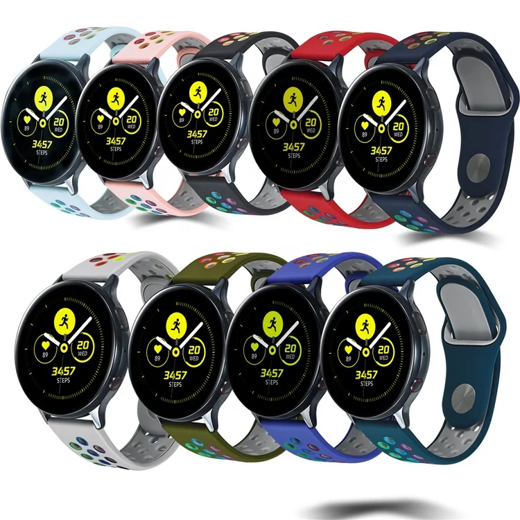 

20/22MM Rainbow Silicone Sport Band for Samsung Bracelet Galaxy watch 3 Active 2 Universal Easy fit Strap