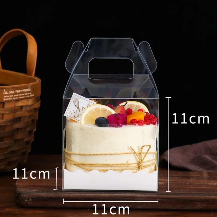 New Arrival All Clear Plastic Pet Cake Box With Handle No Glue Bakery ...