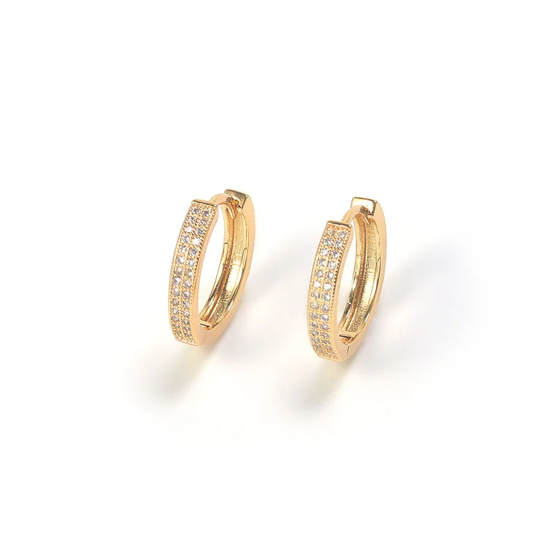 

zirconia cz micro paved 925 gold plated huggie earrings