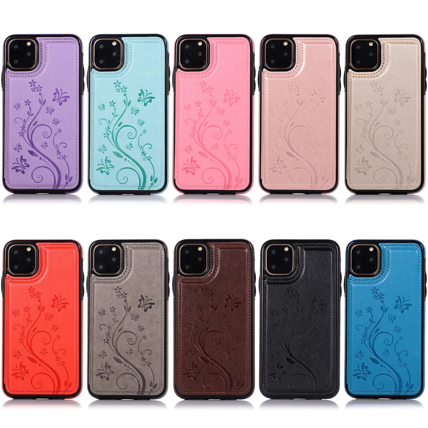 

Zhike for iPhone Case 2020 Slim Luxury Shockproof Magnet Holder Card Magnetic Wallet TPU Leather for iPhone 12 Case Phone Case, Black,rose gold,violet,red,brown,dark blue,red,pink,light blue,grey
