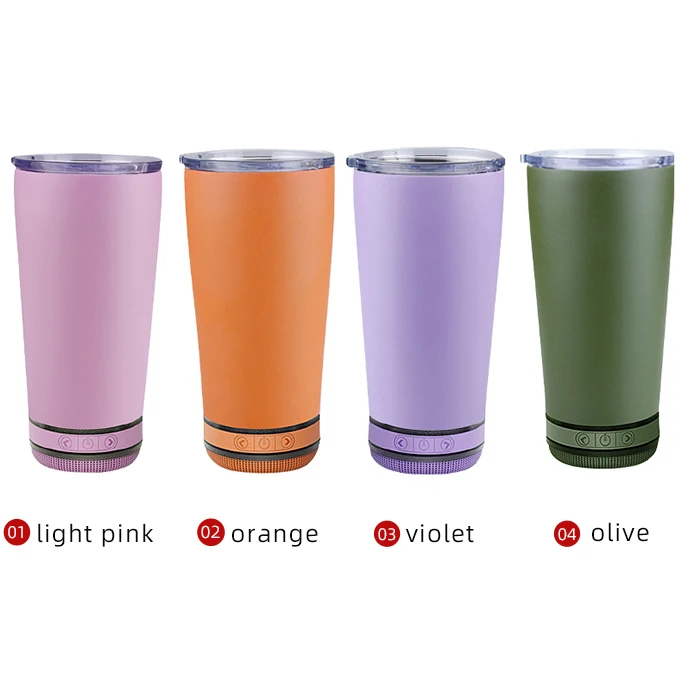 

2021 New Trend Portable Blue tooth Tumbler Speaker Stainless Steel Vacuum Insulated Water Bottle