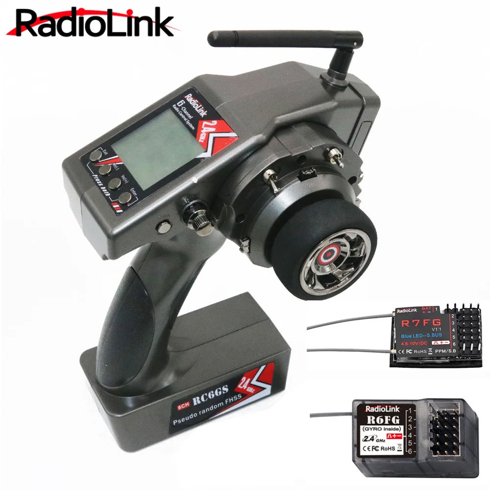 

RadioLink RC6GS V2 2.4G 6CH Rc Car Controller Transmitter w/ R6FG /R7FG Gyro Inside Receiver for RC Car Boat (600m Distance)