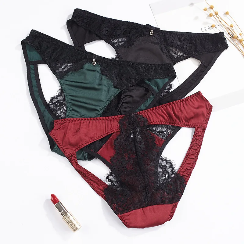 

UNICE 2021 new fashion perspective hollow out sexy panties with soft eyelashes lace briefs women lingerie sexy underwear, 3 colors in stock