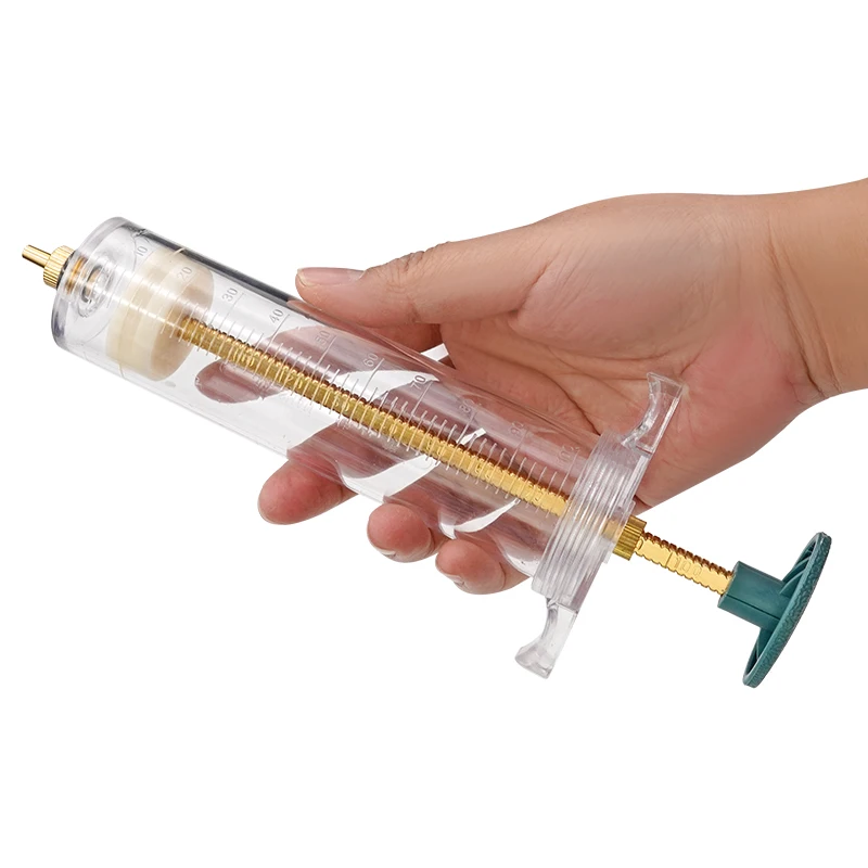 

High Quality Plastic Steel Veterinary Reusable Syringe Animal Injector 100ml for Cattle Sheep Pig Poultry