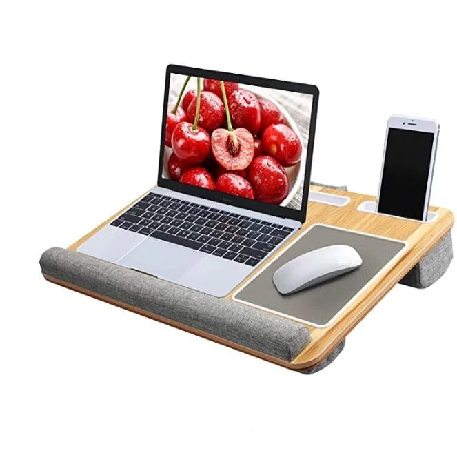 
100% Natural Bamboo Portable Laptop Table Tray with Pillow Lap Desk for Laptop Computer  (62595627119)