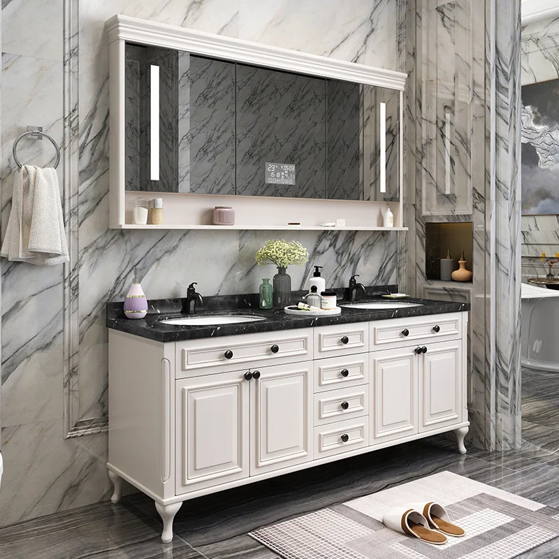 American bathroom cabinet floor solid wood bathroom cabinet smart mirror cabinet wash basin combination washstand