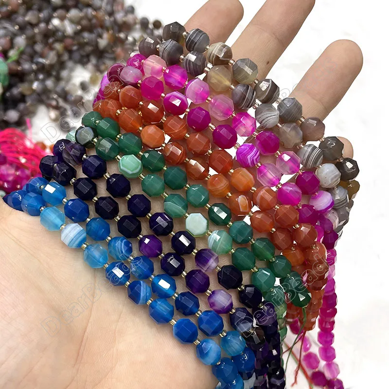 

Faceted Energy Prisms Tube Shape Natural Agate Loose Beads Strands New Shape For DIY Jewelry Making 6mm 8mm 10mm 12mm