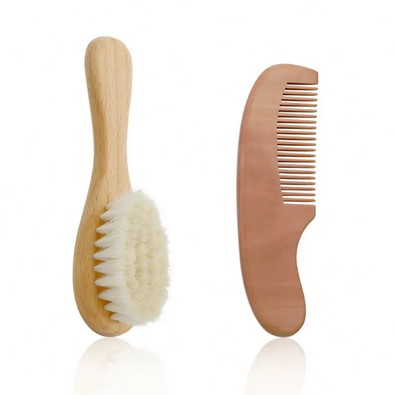 

Eco-friendly Wooden Comb Goat And Hair Set Hairbrush Natural Use Baby Brush