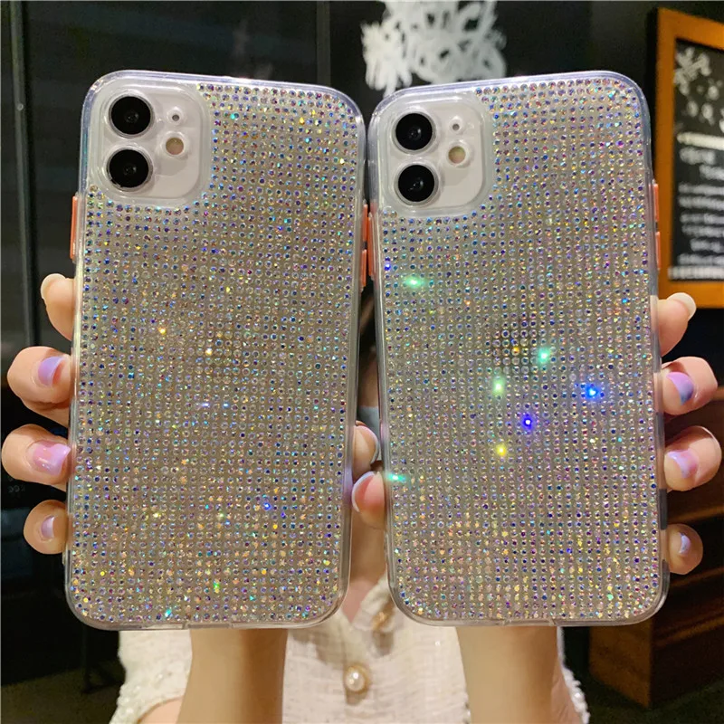 

3D Glitter diamond transparent protection soft phone case for iphone 12 11 Pro 7 8 Plus X XS XR MAX 2020 SE bling back cover