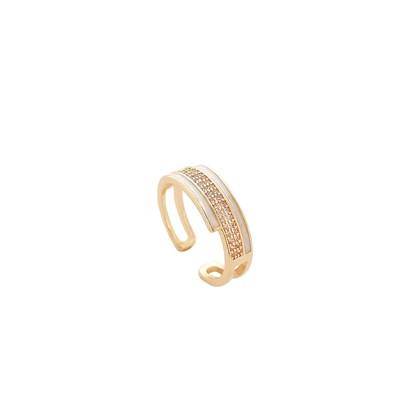 

Trendy micro zircon inlaid hip hop adjustable opening accessories women finger metal dainty ring, Gold