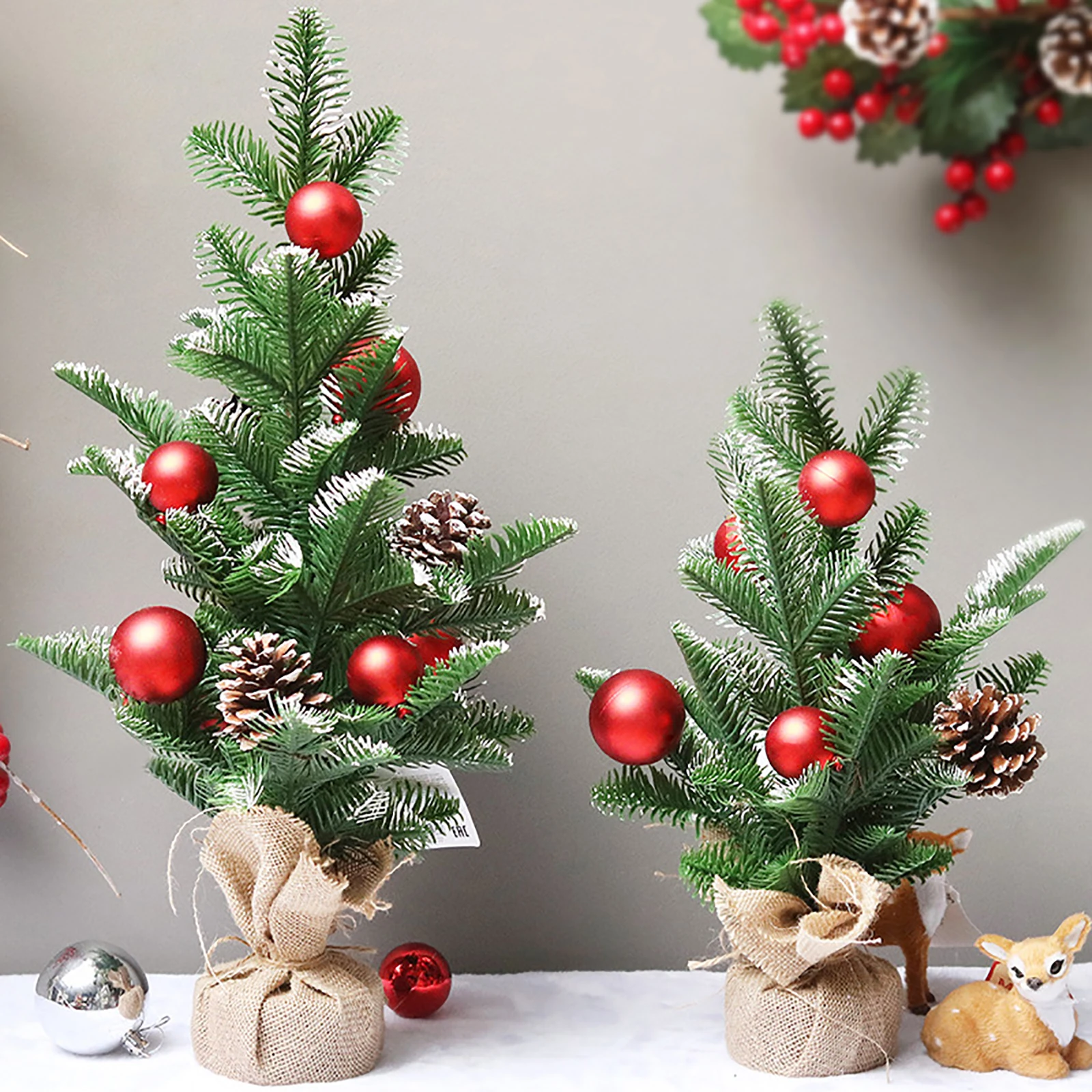 

Mini Xmas Tree Christmas Decoration New Year Gift White PE Red Fruit PE Home And Party 1PC Durable 40CM
