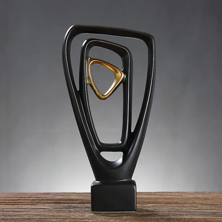 

Nordic black golden modern luxury ceramic ornaments home desktop decor accessories