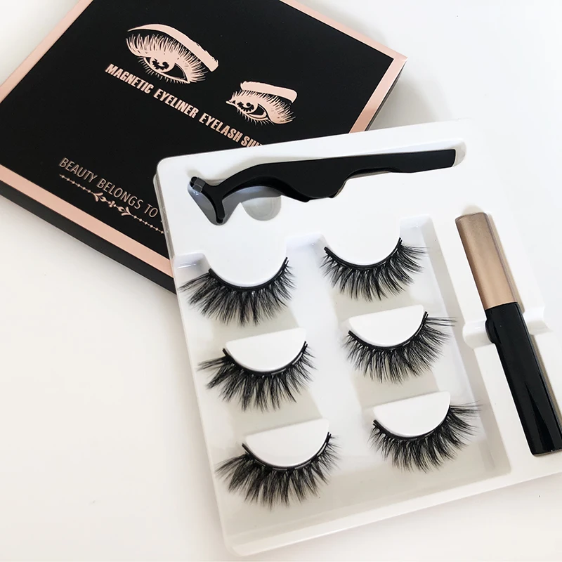 

Magnetic Eyeliner Magnetic Eyelash Kit No Glue Reusable Lashes 3D Magnetic False Eyelashes, Natural black