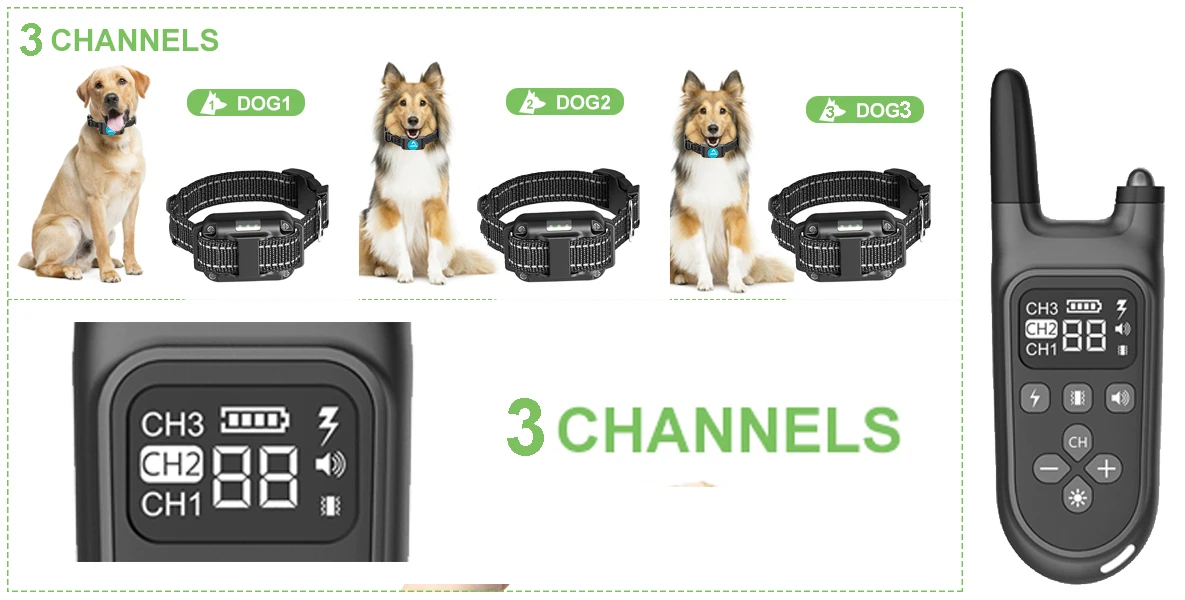 Dog Training Collar Remote Anti Bark Collar Shock Dog Tactical Buzzer Dog Agility Training