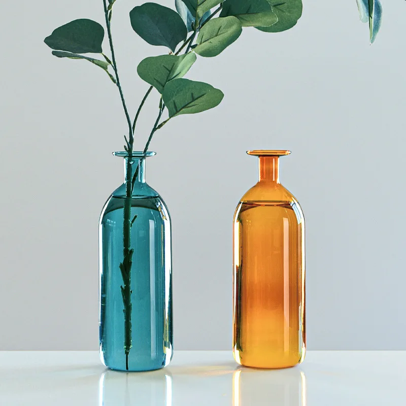 

Factory hand-blown transparent colored borosilicate glass vase supports customization