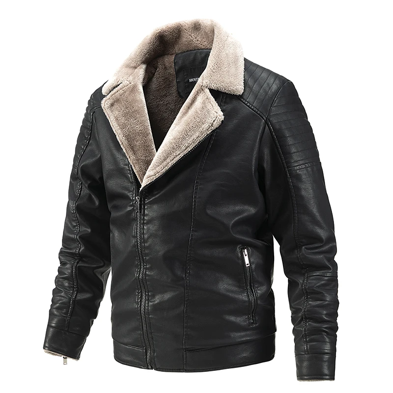 

Wholesale cheap autumn winter men's fur integrated jackets motorcycle biker bomber leather casual PU leather jacket, Khaki,black,denim blue,coffee