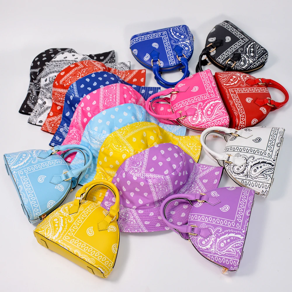 

Luxury bandana purse and hat set fashion bags women handbags ladies Hand bags for Women purse and handbags