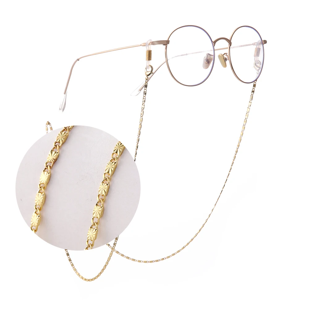 

Fashionable Copper Metal Snowflake Shape Sunglasses Long Chain Jewelry Gift Glasses Chain Eye Wear Accessory With Clips