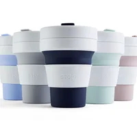 

12oz / 350ml Small Size Collapsible Silicone Coffee Cup | Reusable To Go Pocket Size Travel Cup Tumbler Mug with Lid