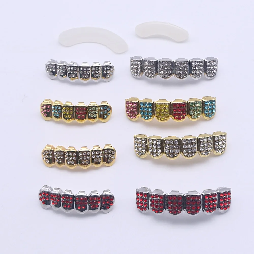 
New European Miss Jewelry Best Custom Brass Silicone Crystal Hip Hop Teeth Grillz 