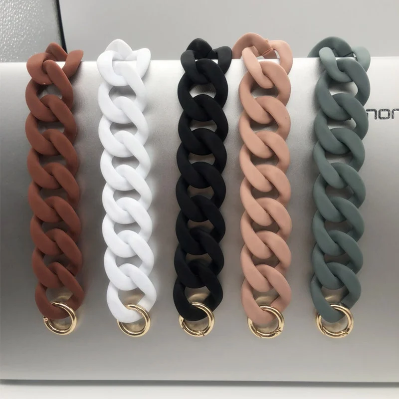 

ZONESIN Wholesale Matte Plastic Acrylic Purse Chains Handbag Straps Resin Chain For Bag, 5 colors