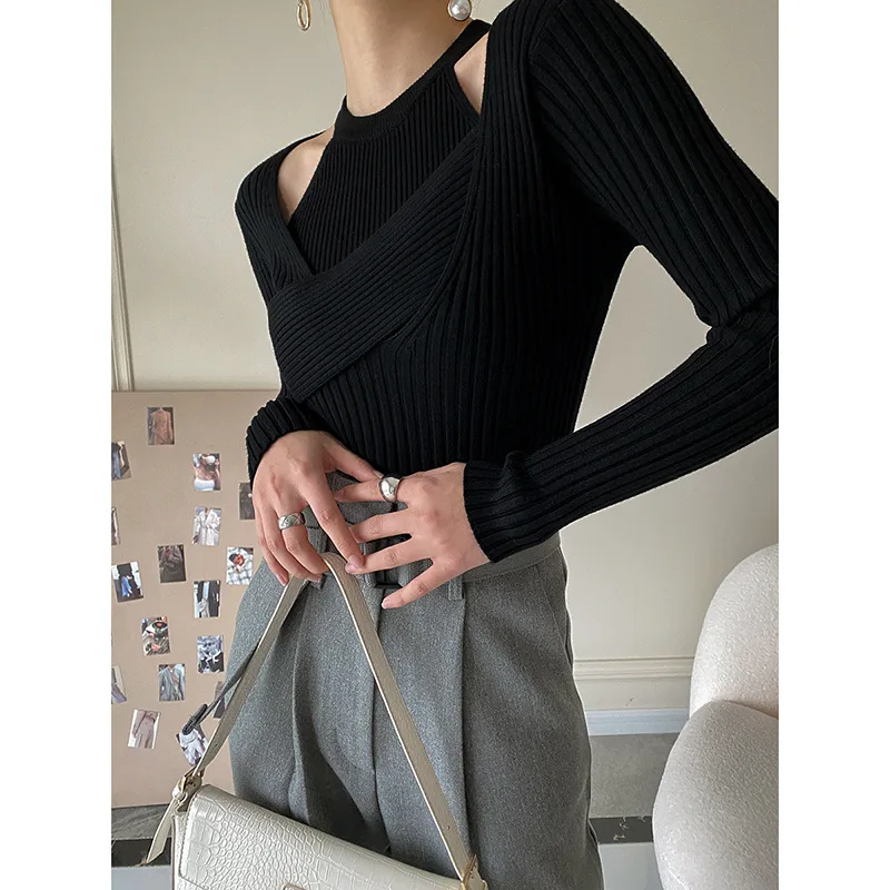 

Autumn Woman Cutout Fashionable hollow out garment Women's Tops Knit Sweater