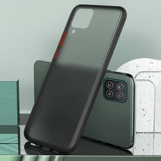 

Luxury Mobile Accessories Soft Tpu Shockproof Silicone Skin Feel Slim Matte Protective Bumper Cover For Samsung A12 Case, As picture shows