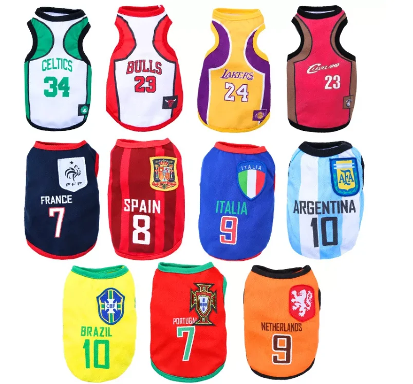 

New Pet Dog Four Legged Vest Spring And Summer World Cup Football Uniform Around Crew Neck T-shirt Clothes, As show