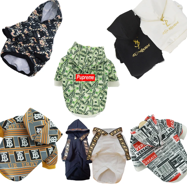 

wholesale luxury designer pet dog clothes manufacturer custom cotton print dog hoodie
