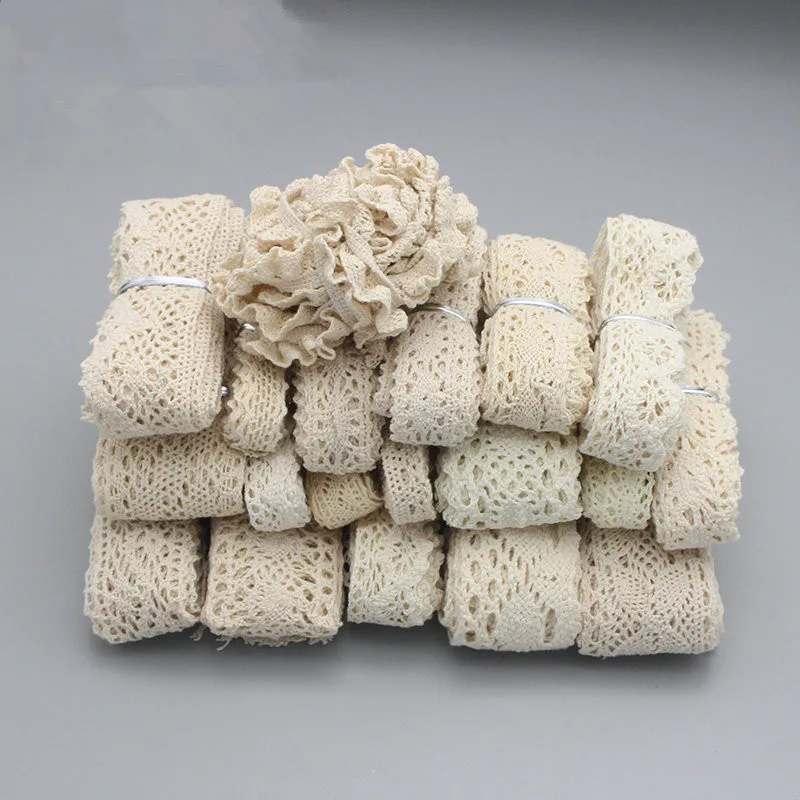 

2y/6y Ivory Trim Cotton Crocheted Lace Ribbons Apparel Material DIY Accessories N0105, Beige series