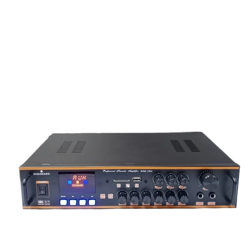 

Amplifier Mixer Receiver 2 channel Household amplifier 2*60watts with USB/SD/FM Radio Mic*2 with ECHO NC-34, Black