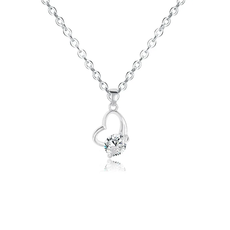 

Single letter diamond clavicle chain for women short American zircon true platinum necklace