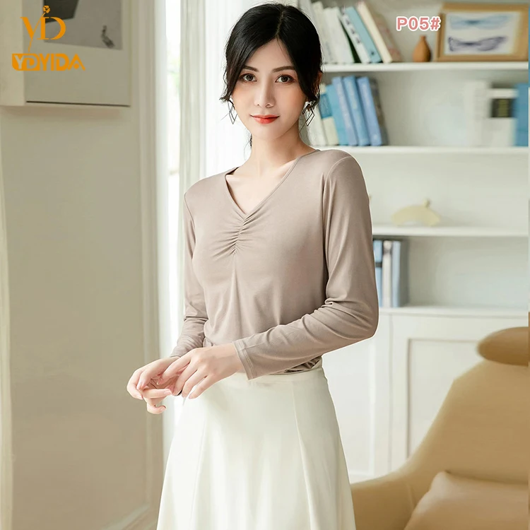 

2021 China Fashion Wholesale Good Quality Cotton Young Ladies Women Casual Long Sleeve Plain Shirt, 4 colors