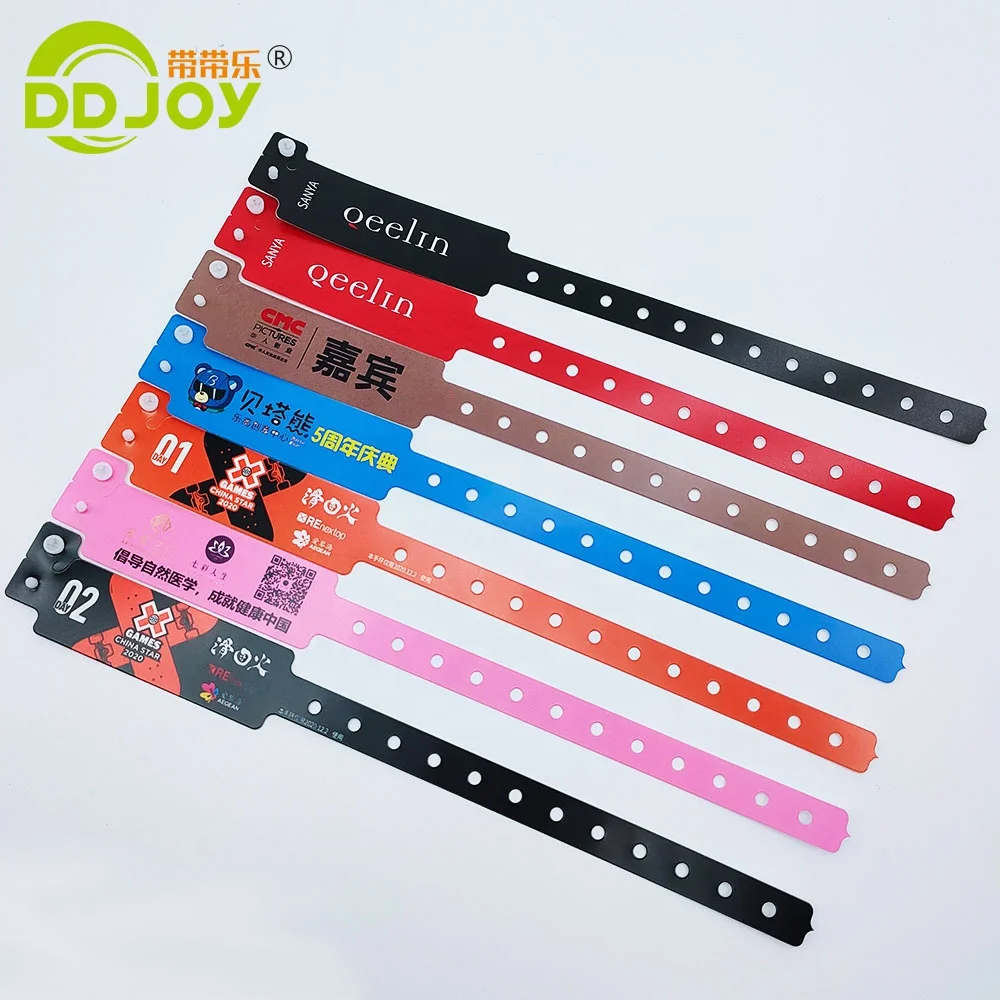 

Plastic Events Bracelet ,Composite Paper Wristband, Cheap Custom Print Logo Bangle Snap Button Bracelet, Red,orange,yellow,green,blue,purple,ects