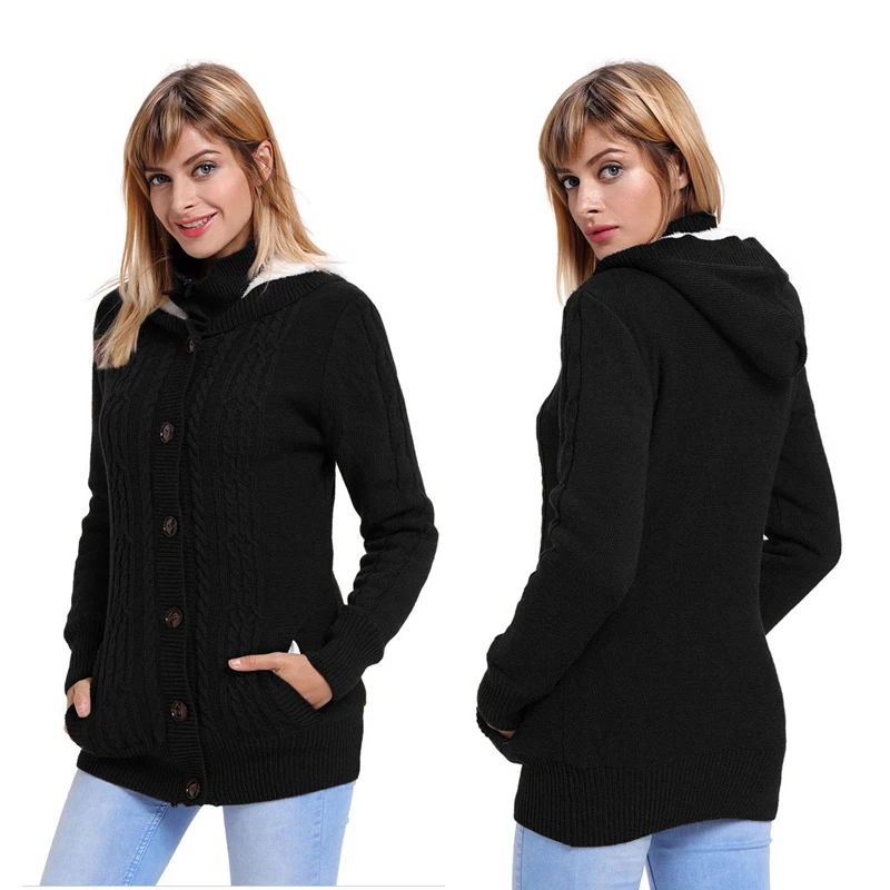 

Wholesale Fashion Lady Solid Color Long Sleeve Cardigan Sweater Coats For Women, 6 colors