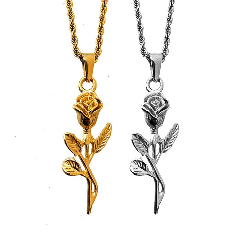 

Dainty vintage style rose pendant necklace fashion gold flower pendant rose shaped floral necklaces boho stacking necklace