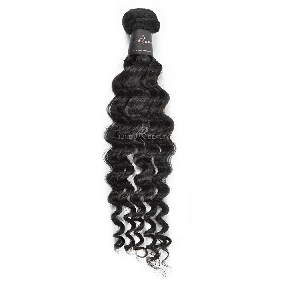 

Wholesale Deep Wave Hair Long Bulk Weave Extensions Raw Vendor Virgin Human Hair Bundles With Closure, Natural color