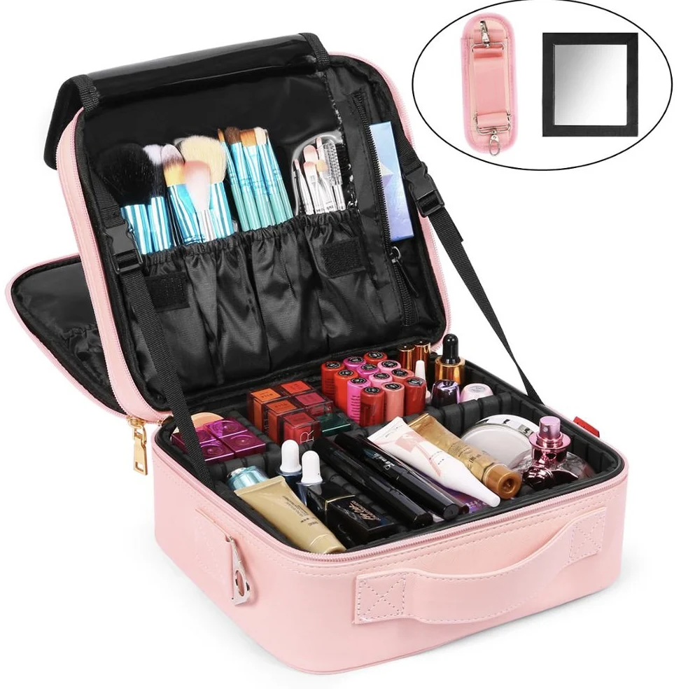 

Cosmetic Bag Makeup Brush Case Custom Makeup Storage Travel Case, Black,others can customized