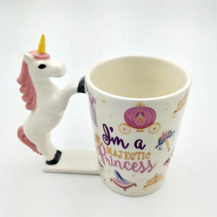 

Top Quality Custom Ceramic Funny Unicorn Shaped Handle Coffee Mug