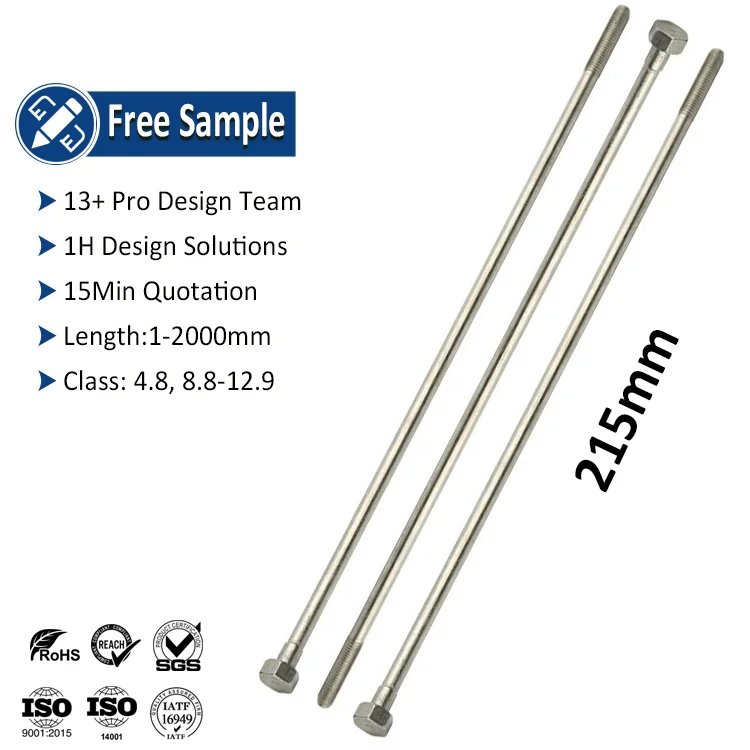 SS Long Screw M3 M6 M10 M12 1/4" 10-24 Stain 304 Ss304 Stainless Steel A2 A4 Hexagon Hex Head Metal Shoulder Screws Rivet