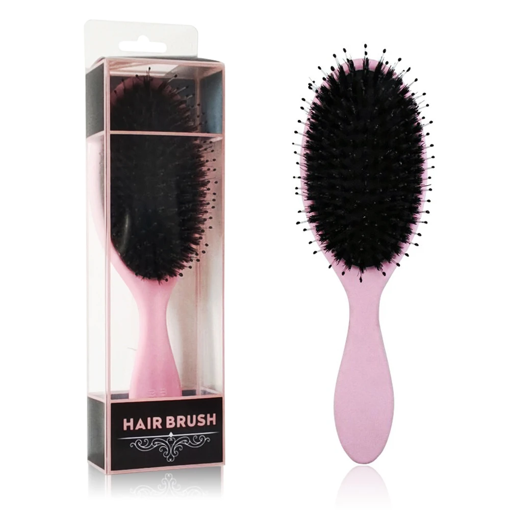

Masterlee wholesale wood massage hair comb Cushion boar bristle brush Detangling hair brush, Pink/grey/black