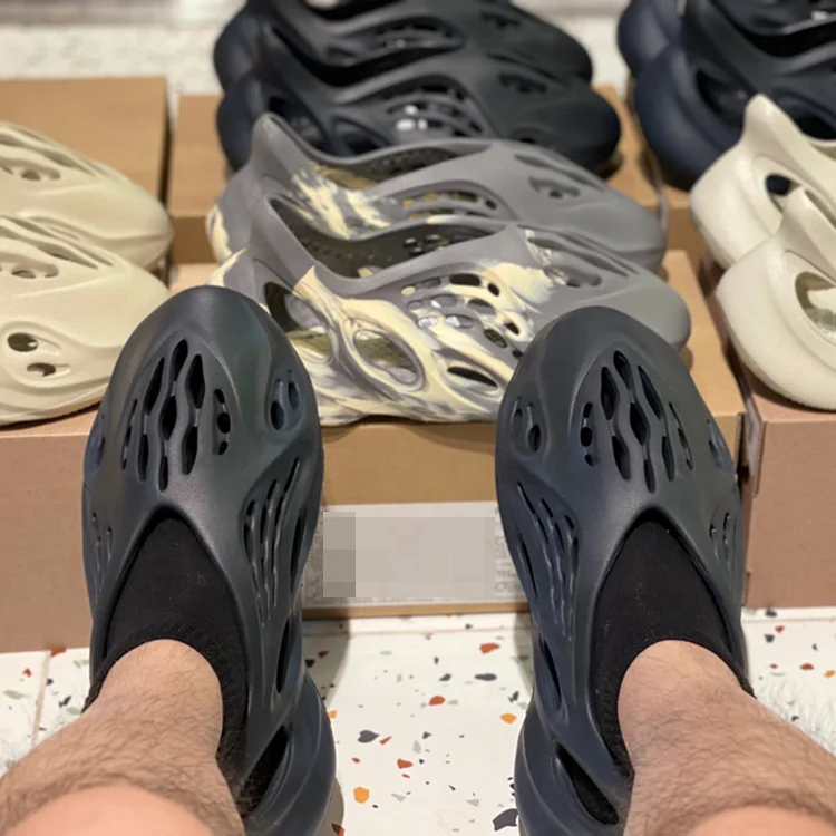 

original eva adults slip on foamrunner shoes sand box kids blue moon grey yeezy women men foam runner slide slipper sandals