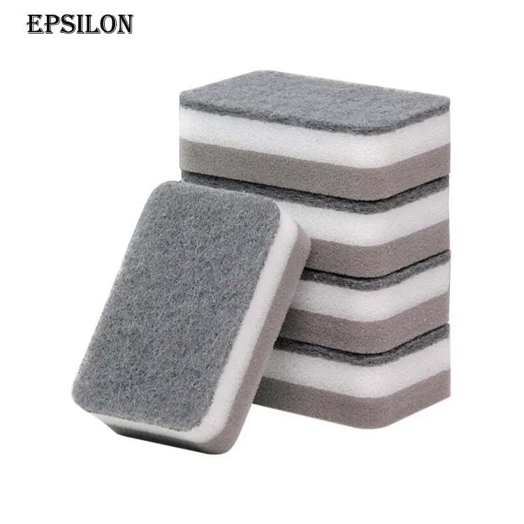 

Epsilon Kitchen Housework Scouring Pad Cleaning Dishes Washing Pot Double-sided Sponge Block