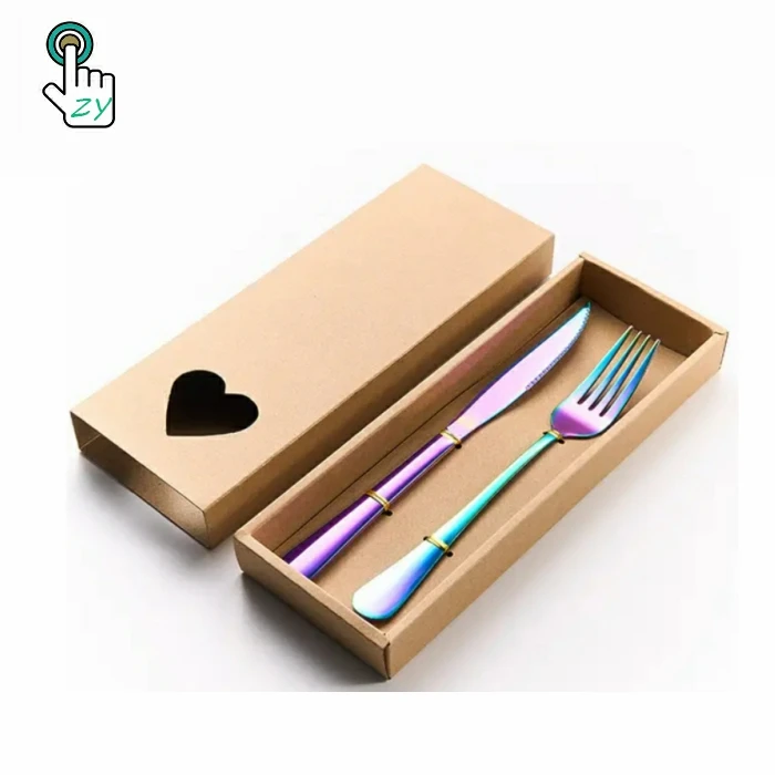 Reusable Eco Friendly Accessories Stainless Steel Cutlery Set Zlovy Factory Knife Fork Spoon 2 Pcs Set with Gift Box Packaging