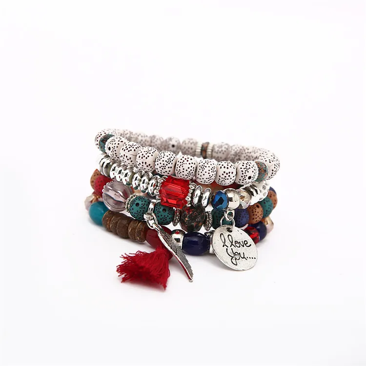 

European and American big brand Bohemian ethnic style wings tassel multi-layer bracelet foreign trade new bodhi bracelet, Silver,gold or custom