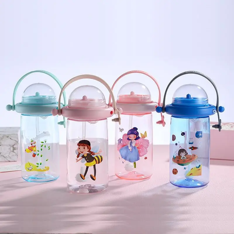 

Amazon Hot Sale Baby Water Cup Cartoon Kettle Rotary Straw Large Capacity 500ML Portable PP Food Grade BPA Free