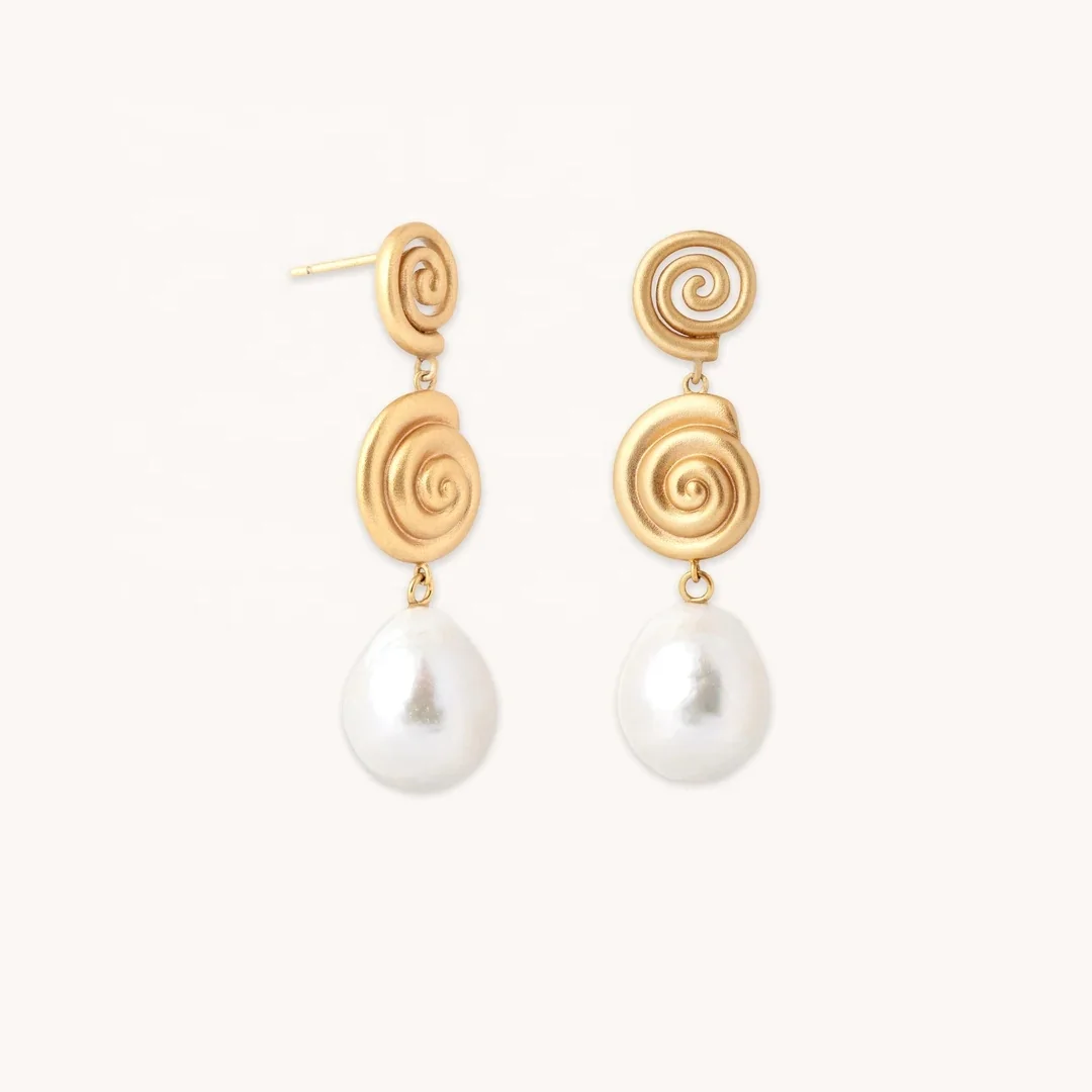 

LOZRUNVE 925 Silver China Jewelry Manufacturer Bohemian Baroque Pearl Shell Drop Earring Long